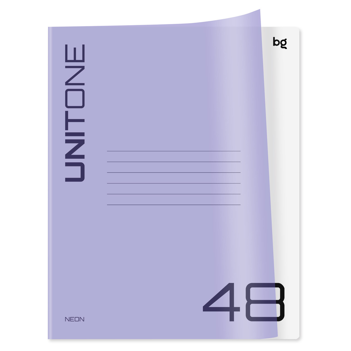 Тетрадь А5 48л кл BG "UniTone. Neon", пластиковая обложка, неон сиреневый