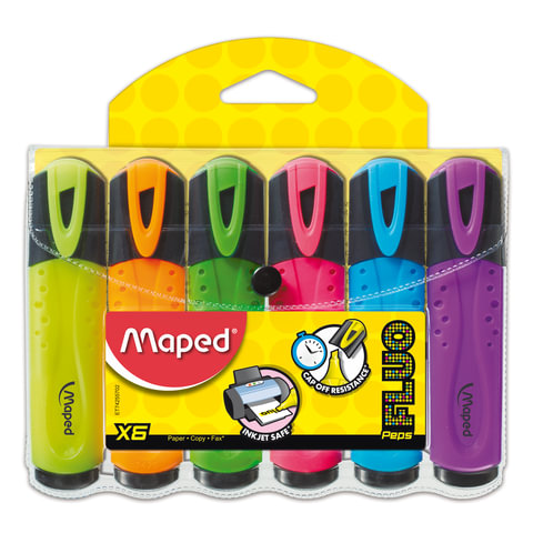 Набор текстовыделителей 6цв MAPED Fluo Pep's Classic 1-5мм