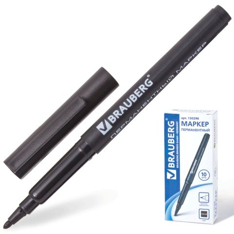 Маркер перманентный черный 1мм BRAUBERG ClassicLine  1/10