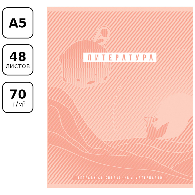 Тетрадь предметная Литература BG "Ритмы"  пантонная печать, матовая ламинация, выб. лак, 70г/