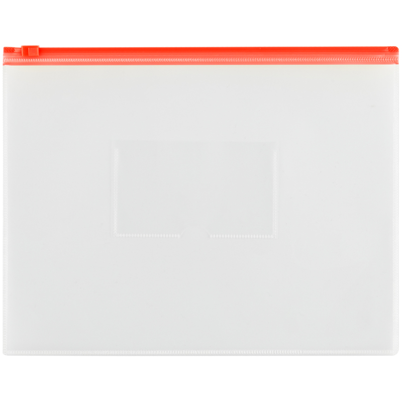 Папка на молнии А5 OfficeSpace 150мкм прозрачная молния красная