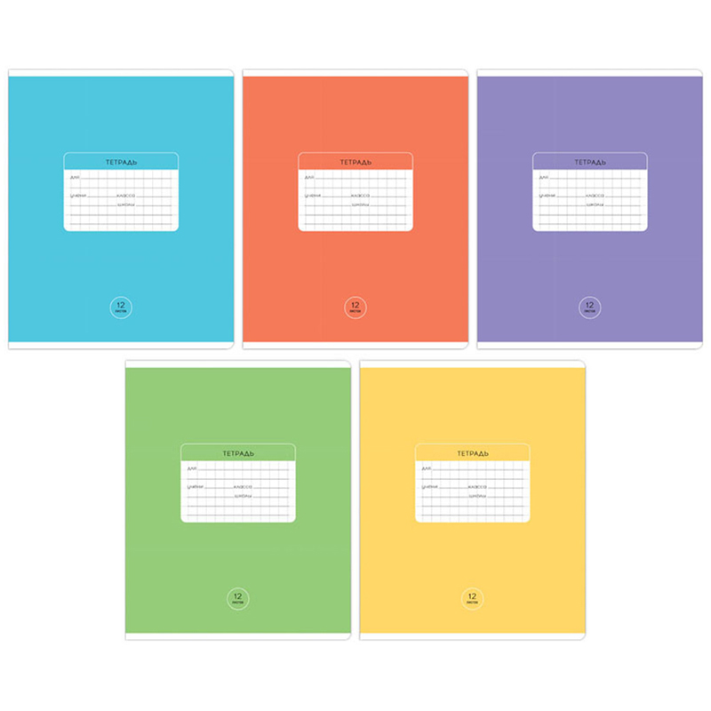 Тетрадь А5 12л крупная клетка ARTSPACE Однотонная. Классическая, эконом