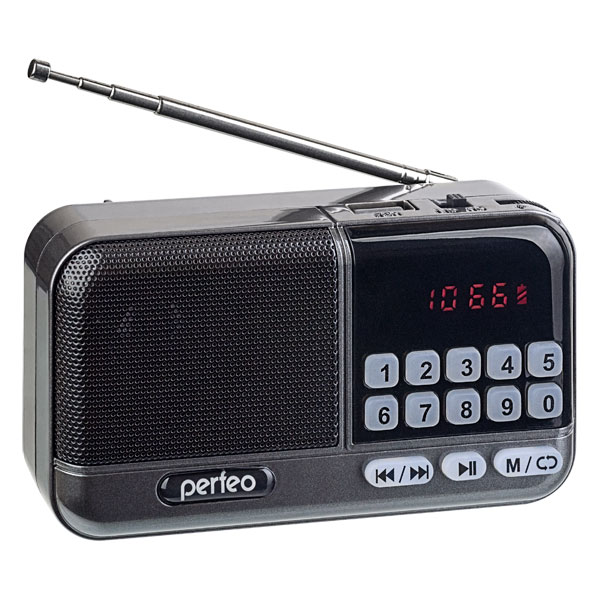 Perfeo мини-аудио Aspen FM MP3 питание USB или 18650 серый