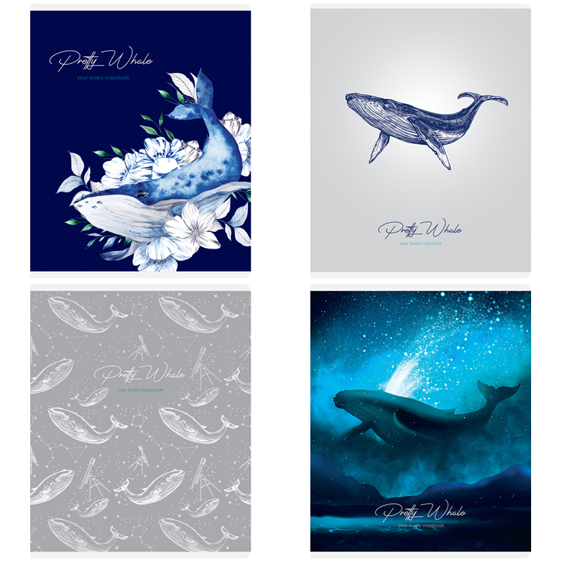 Тетрадь А5 48л кл Greenwich Line Pretty whale ламинация