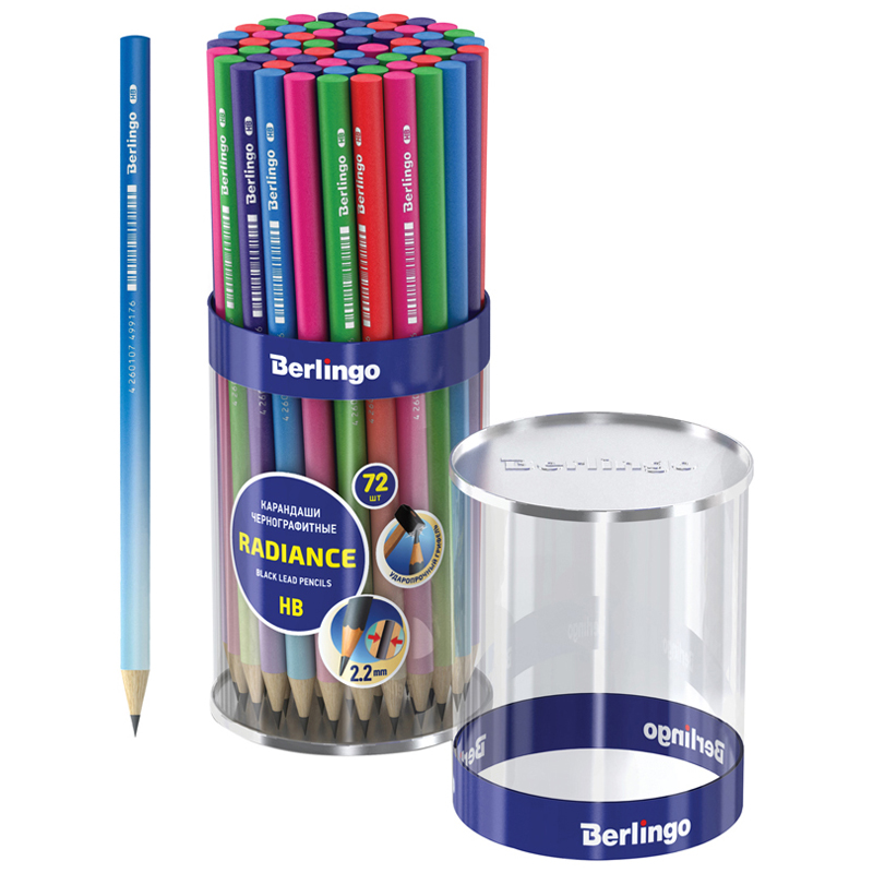 Карандаш ч/г Berlingo "Gradient" HB, круглый, заточен., ассорти