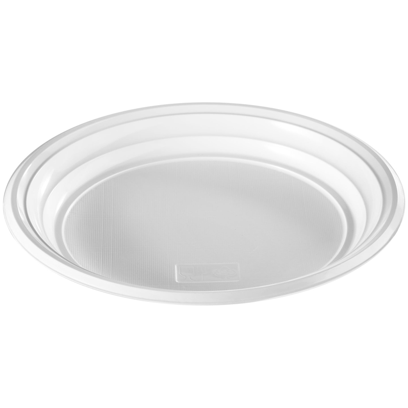 Тарелки одноразовые OfficeClean, набор 100шт., эконом ПС, белые, бессекционные, 20,5см