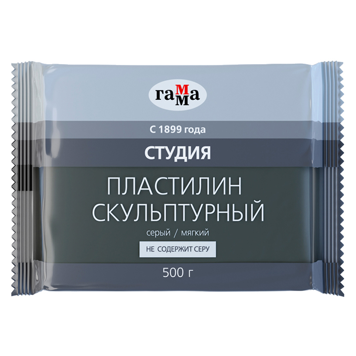 Пластилин скульптурный Серый мягкий 0,5кг Гамма. Студия 