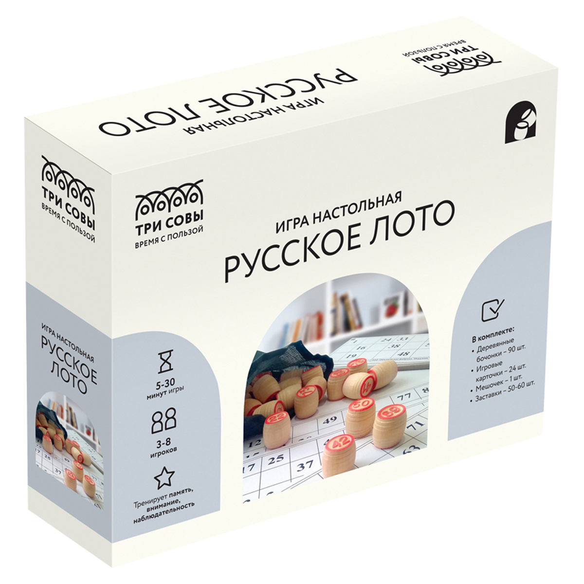 Игра настольная ТРИ СОВЫ "Русское лото", с бочонками