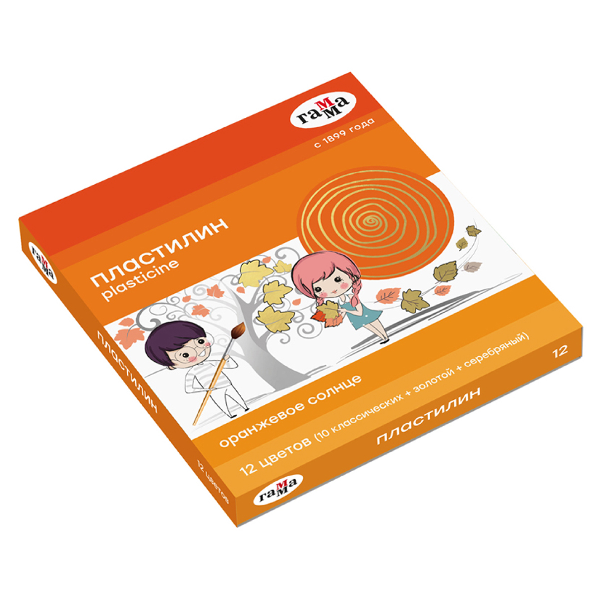 Пластилин 12цв ГАММА Оранжевое солнце, 172г, со стеком 1/16