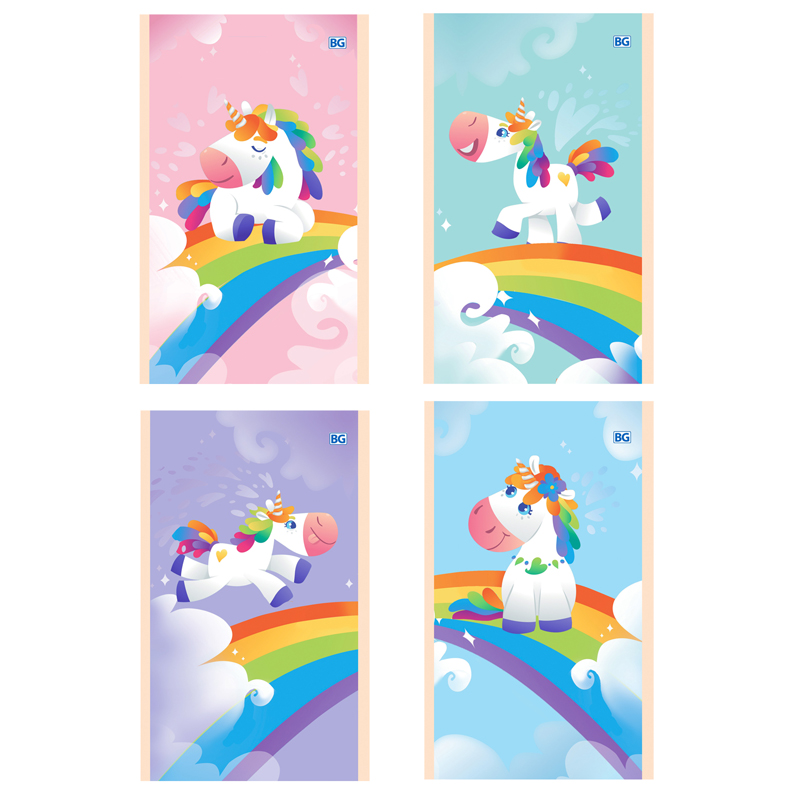 Блокнот А6 32л скрепка BG. Единорожка