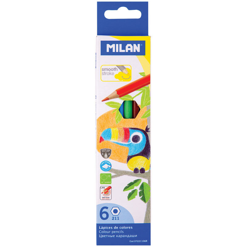 Карандаши _6цв Milan "211" заточен., картон, европодвес Карандаши _6цв Milan "211" заточен., картон, европодвес