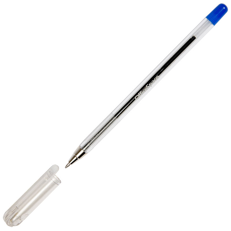 Ручка шариковая синяя OfficeSpace 1,0мм, штрих-код /50