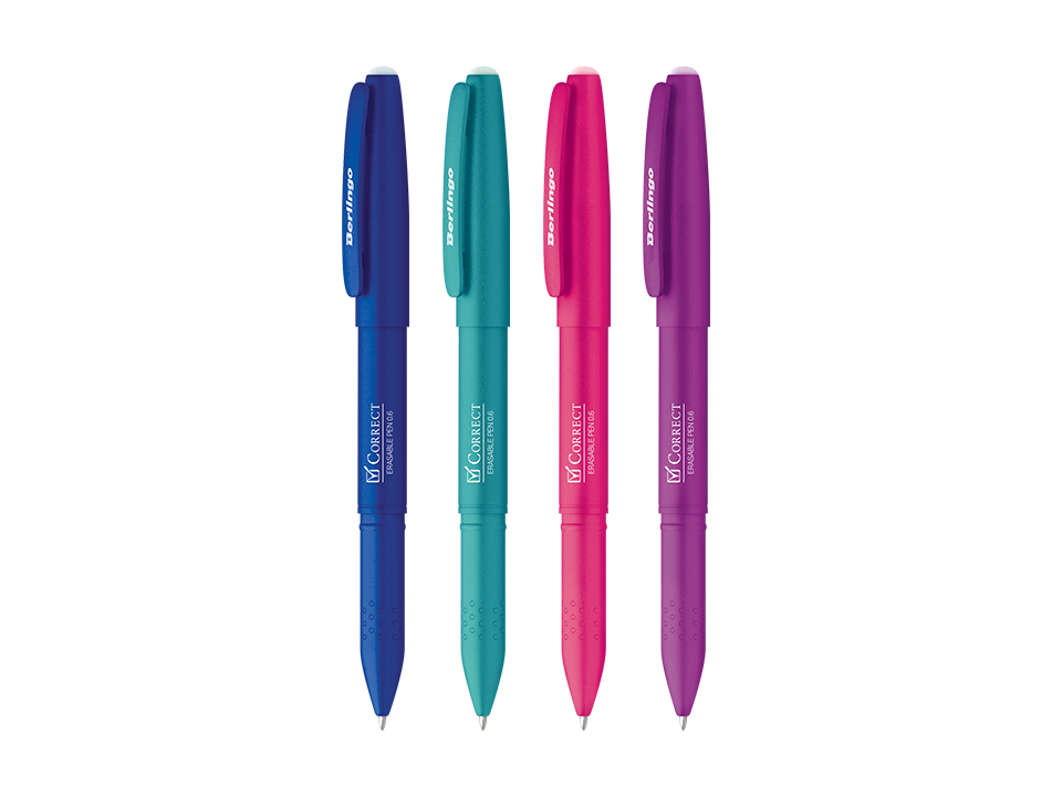 Ручка гелевая стираемая Berlingo "Correct" синяя, 0,6мм, корпус синий+фиолет, 2шт