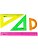 Набор чертежный ArtSpace (треуг 2шт, линейка 30см, транспортир)  прозр., флуоресц